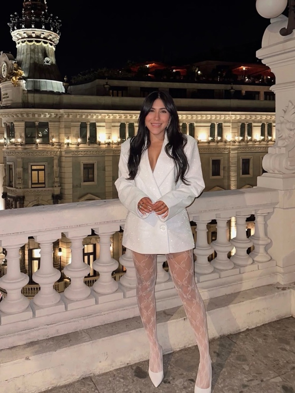 SLA The Label White Paloma Sparkle OversizedBlazer Jacket